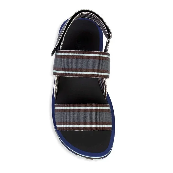 NIB $675 Valentino Grip-Tape Slingback Canvas Gray Sandals 8 US (41 Euro)